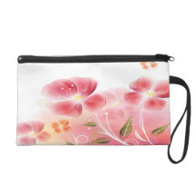 Pink Flowers Wristlet
