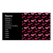 Pink Flying Hearts on Black Business Card Templates