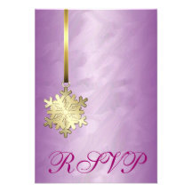 Pink Foil Gold Snowflake RSVP Invitation