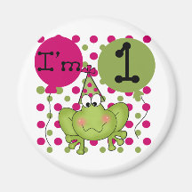 Pink Frog 1st Birthday Tshirts and Gifts Fridge Magnets
