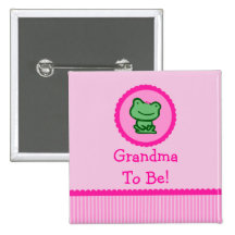 Pink Frog "Grandma To Be" Baby Shower Button
