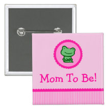 Pink Frog "Mom To Be" Baby Shower Button