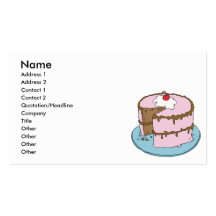 pink frosting chocolate cake business card template