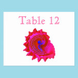 Pink Fuscia Sea Shell Reception Table Numbers postcards