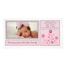 Pink Garden Baby Girl Thank You Photo Card