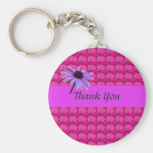 pink gem stones and daisy flower thank you key chains