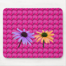 pink gem stones and daisy flowers mouse pad