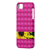 Pink gem stones with flowering strip and initials iPhone 5 cover