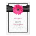 Pink Gerbera Black Ribbon Wedding Reception Insert Personalized Invites