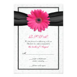 Pink Gerbera Black Ribbon Wedding Reply Card Custom Announcement