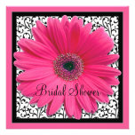 Pink Gerbera Daisy Black Bridal Shower Invitation