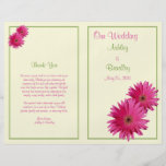 Pink Gerbera Daisy Wedding Program Flyer Design