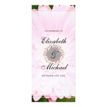 Pink Gerbera Daisy Wedding Program Rack Card