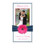 Pink Gerbera Daisy Wedding Thank You Photocard Picture Card
