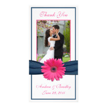 Pink Gerbera Daisy Wedding Thank You Photocard Picture Card