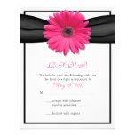 Pink Gerbera with Black Ribbon Response Card Personalized Invites