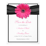 Pink Gerbera with Black Ribbon Save the Date Card Personalized Announcement