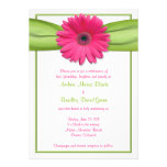 Pink Gerbera with Green Ribbon Wedding Invitation