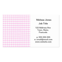Pink Gingham Pattern Business Cards