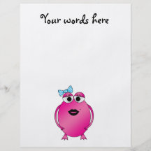 Pink girl frog with blue bow flyers