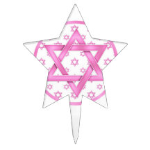 Pink Girl Star of David Cake Cupcake Topper