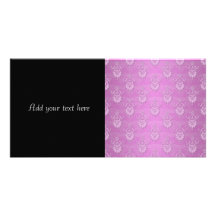 Pink Girly Damask Pattern Picture Card
