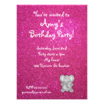 Pink glitter elephant birthday invitations invitations