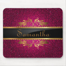 Pink Glitter Sequin Disco Personalised Mousepad