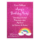 Pink glitter Unicorn birthday invitation invitations