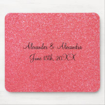 Pink glitter wedding favours mouse mat