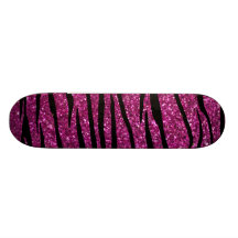 Pink glitter zebra stripes custom skateboard