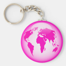 Pink Glossy Globe Keychains