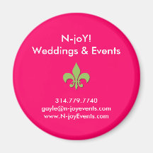 Pink & Green Fleur De Lis Magnet