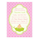 Pink & Green Pea in the Pod Baby Shower Invitation