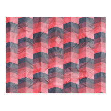 Pink Grey Chevron Pattern Post Card