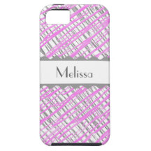 Pink & Grey diagonal stripes iPhone 5 Cover
