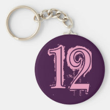 PINK GRUNGE NUMBER 12 KEY CHAINS