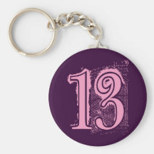 PINK GRUNGE NUMBER 13 KEY CHAINS