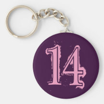 PINK GRUNGE NUMBER 14 KEY CHAIN