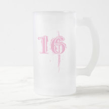 PINK GRUNGE NUMBER 16 COFFEE MUGS