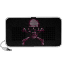 Pink Hacker Skull And Crossbones Travelling Speakers