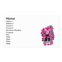 pink hair punk emo girl vector art business card template