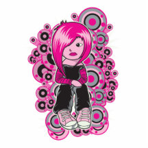 pink hair punk emo girl vector art photo sculpture