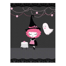 Pink Halloween Card Postcard
