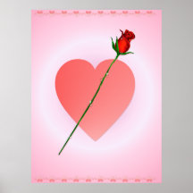 Pink Heart and Rose Print