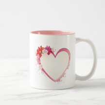 Pink Heart, Pink & Red Flowers Coffee Mugs