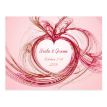 Pink Heart "save the date" postcard