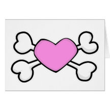 pink heart Skull and Crossbones Card