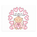 Pink Hearts Girl 1st Valentine's Day Tshirts Postcards