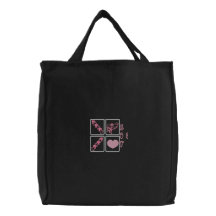 Pink Hearts, Love & Cupid Embroidered Canvas Totes Canvas Bag